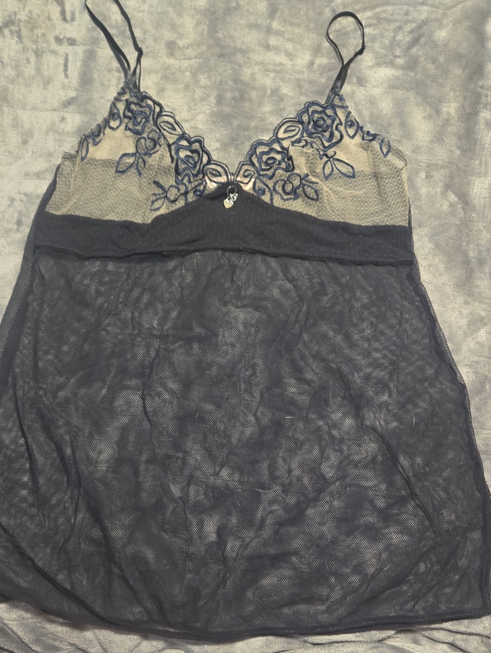 Victoria's Secret-Vintage Y2K Mesh Babydoll Slip Dress-Size (Vintage) Large